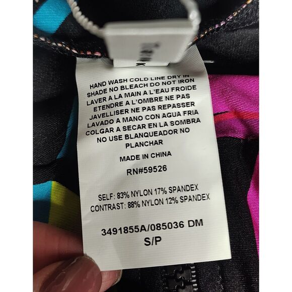 NWT Trina Turk Long Sleeve Zip-Up Paddle Suit Size S Neon Floral Style: 3691255 - Picture 5 of 11